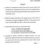 Circular for Undergraduate Students related to COVID-19 