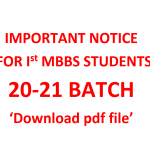 CIRCULLAR- For Ist MBBS 20-21 Batch - Regarding start of curriculum..